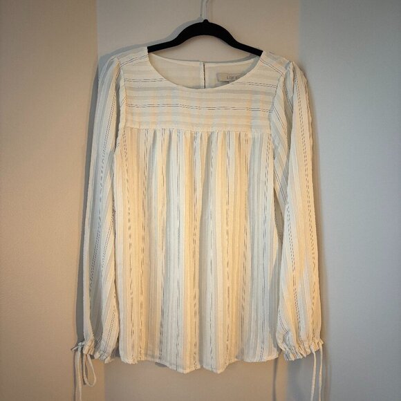 Loft long sleeve flowy cream blouse - Picture 1 of 7
